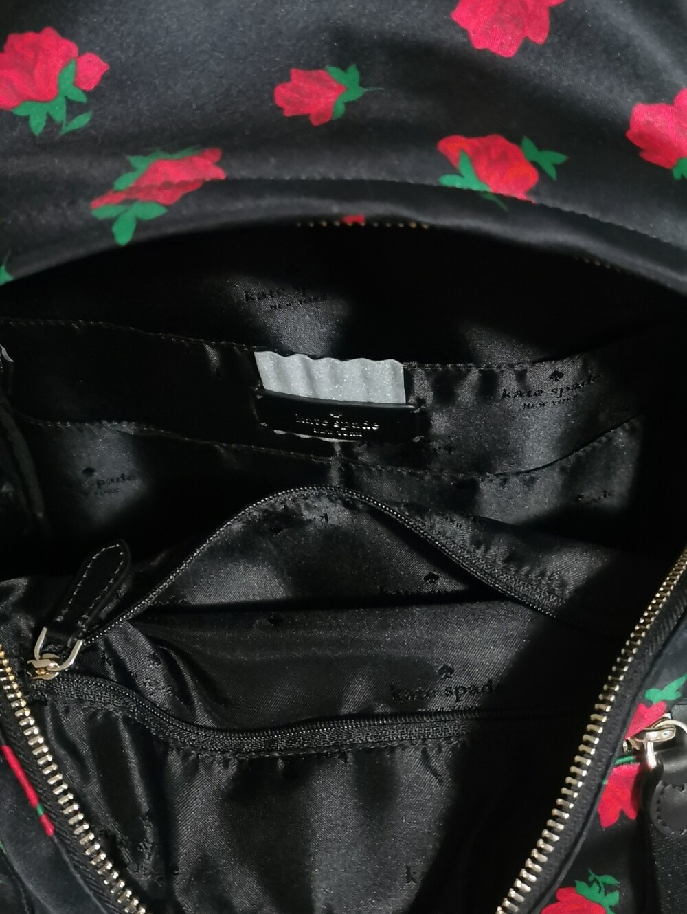 kate spade Black Backpack with Red Rose Print - Picture 7 of 16